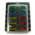 10 Way 12V Fuse Block - LED Indicators - Blade Terminals | 10 Way 12V Circuit Fuse Block - LED Indicators - Blade Terminals