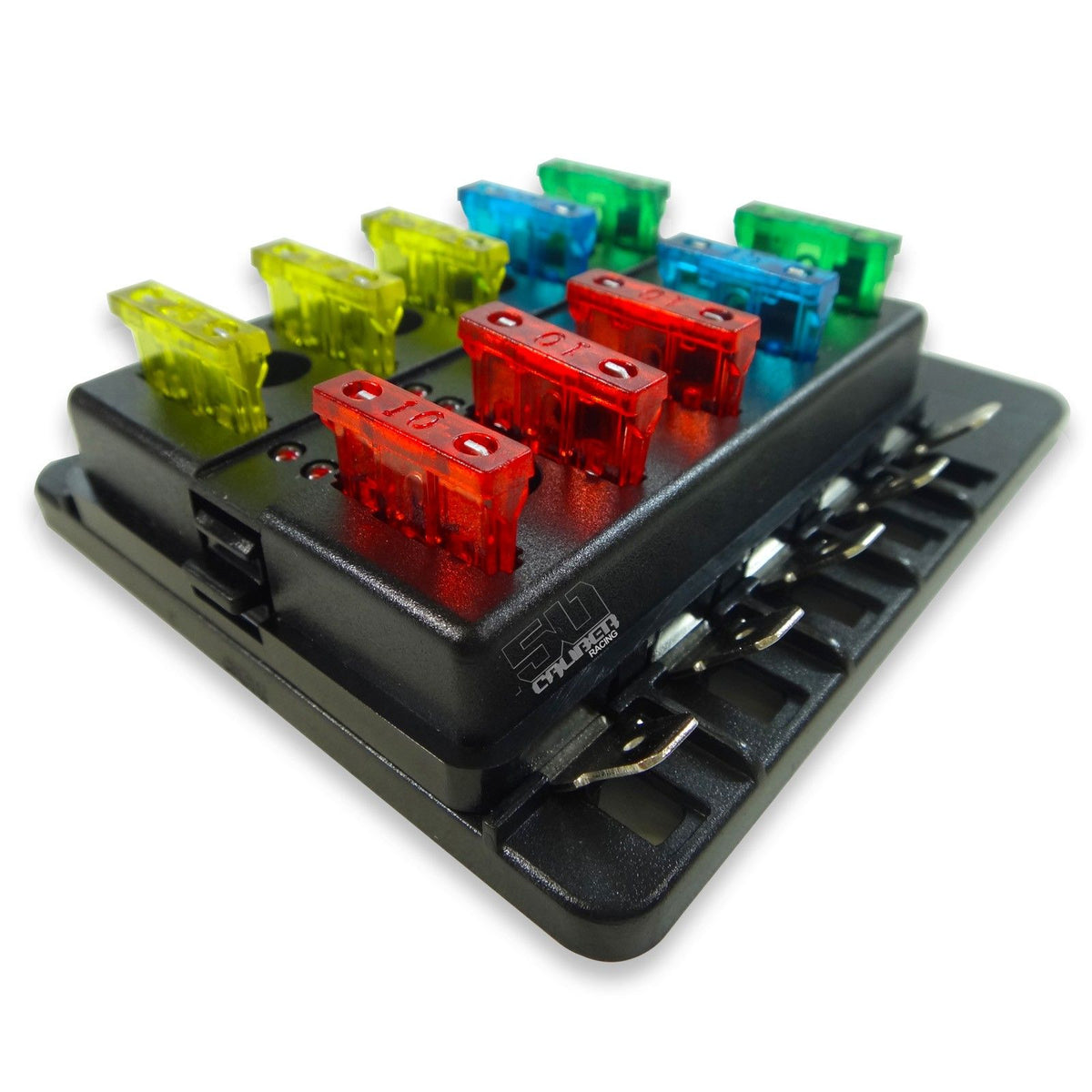 10 Way 12V Fuse Block - LED Indicators - Blade Terminals | 10 Way 12V Circuit Fuse Block - LED Indicators - Blade Terminals