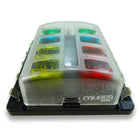 10 Way 12V Fuse Block - LED Indicators - Blade Terminals | 10 Way 12V Circuit Fuse Block - LED Indicators - Blade Terminals