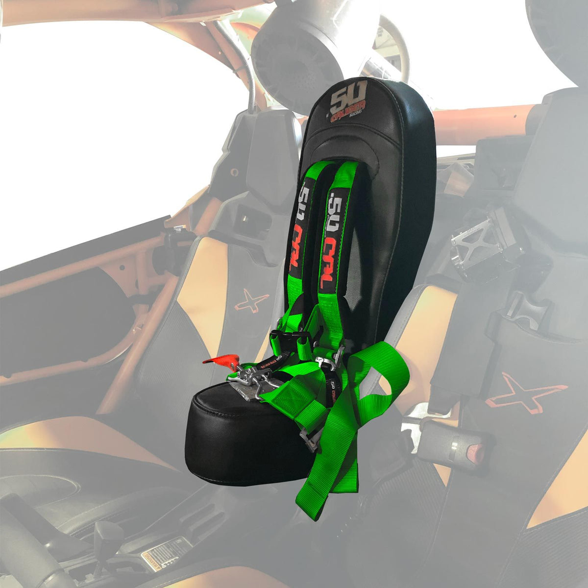 Venom Green | Can-Am X3 Bump Seat with Racing Latch Style Harness  - Green Straps