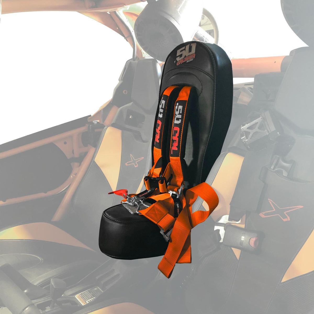 Blaze Orange | Can-Am X3 Bump Seat with Racing Latch Style Harness  - Orange Straps