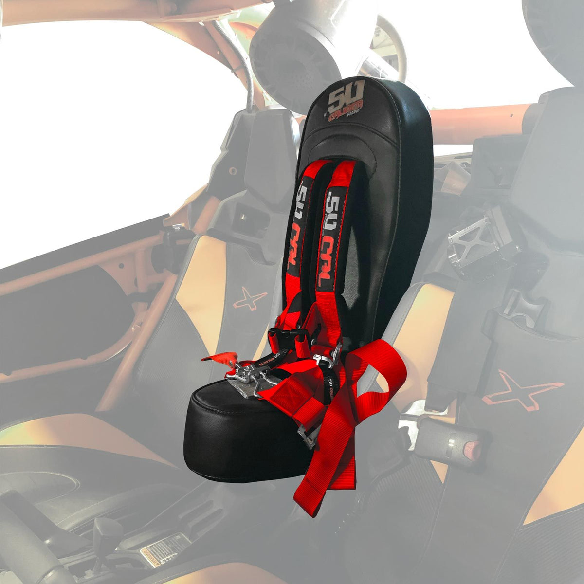 Rage Red | Can-Am X3 Bump Seat with Racing Latch Style Harness  - Red Straps
