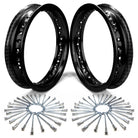Black | Set of 2 Pit Bike Rims 10 Inch 28 Hole with Spokes - Black Anodized
