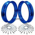 Blue | Set of 2 Pit Bike Rims 10 Inch 28 Hole with Spokes - Blue Anodized
