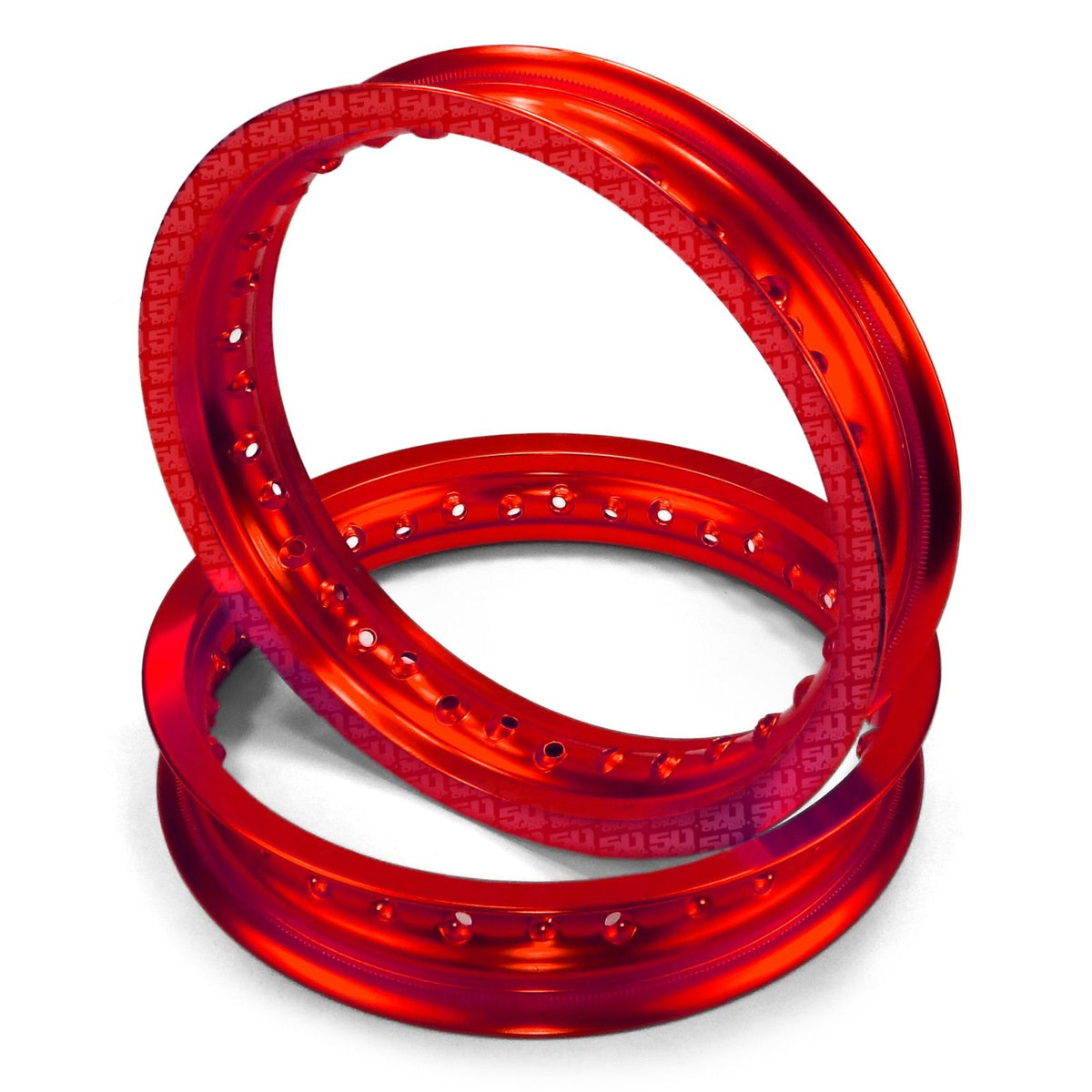 Red | Set of 2 Pit Bike Rims 10 Inch 28 Hole with Spokes - Red Anodized
