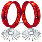 Red | Set of 2 Pit Bike Rims 10 Inch 28 Hole with Spokes - Red Anodized