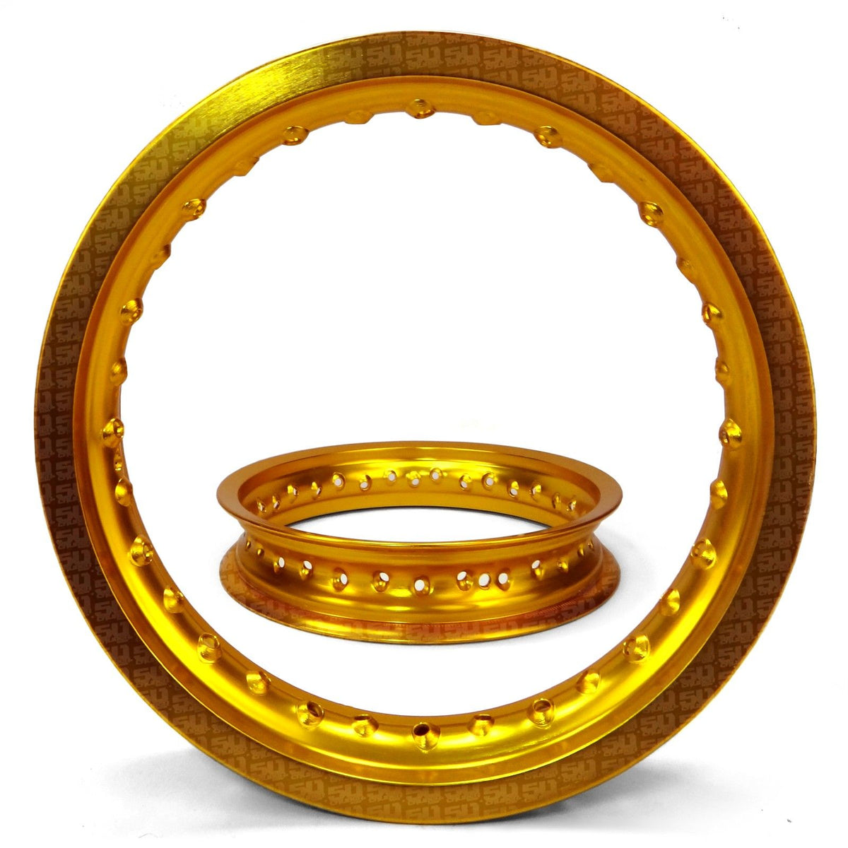 Gold | Set of 2 Pit Bike Rims 10 Inch 28 Hole with Spokes - Gold  Anodized