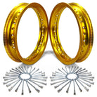 Gold | Set of 2 Pit Bike Rims 10 Inch 28 Hole with Spokes - Gold  Anodized