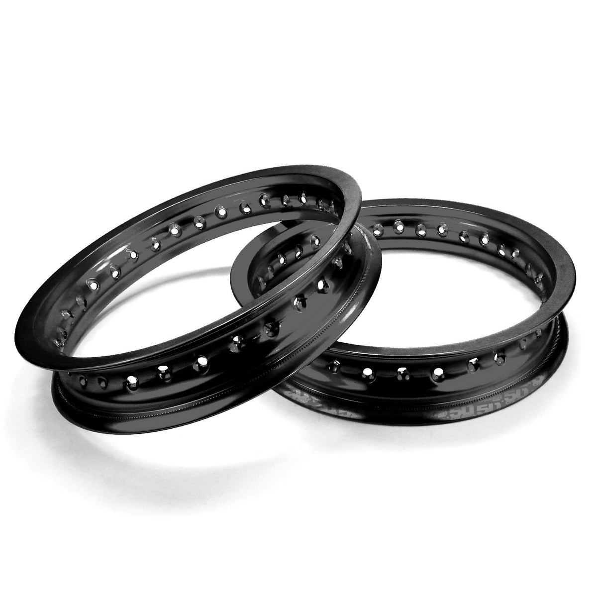 Black | Pit Bike Wheel Build Kit - 10" Rear, 12" Front with Spokes - Black Anodized	