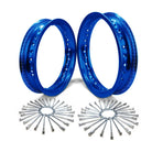 Blue | Pit Bike Wheel Build Kit - 10" Rear, 12" Front with Spokes - Blue Anodized
