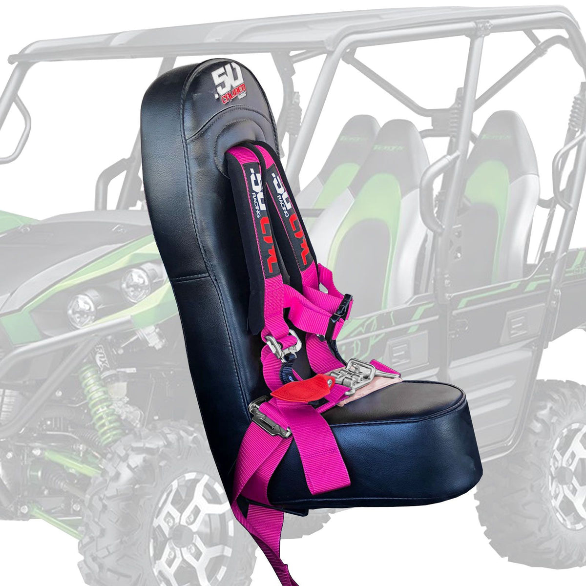 Rogue Pink | Teryx4 Bump Seat & 4 Point Harness Racing Latch Style - Pink Straps