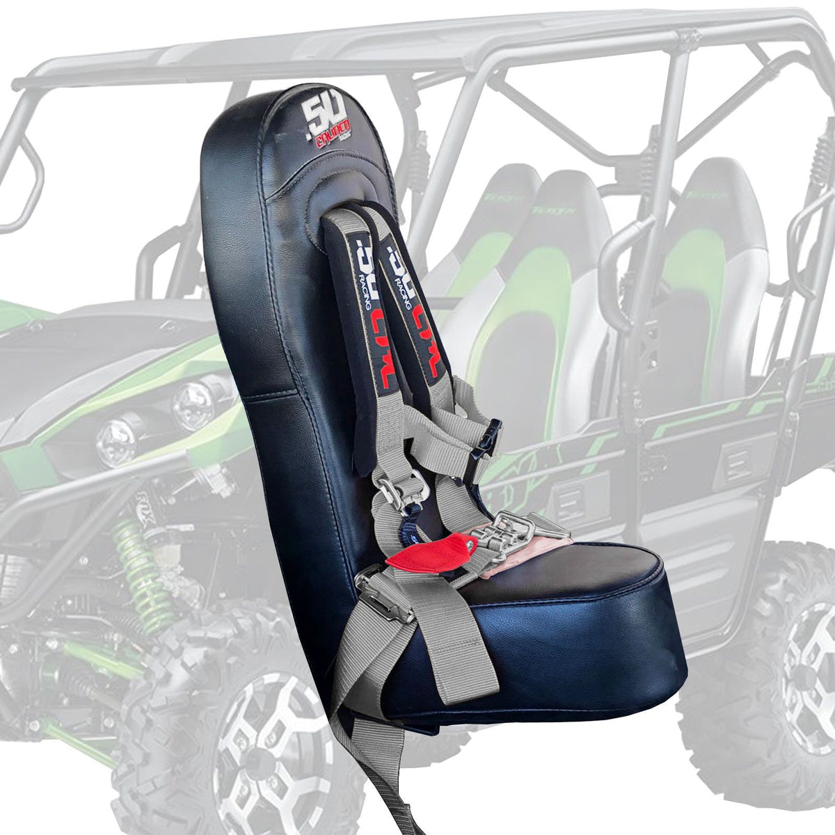 Ghost Gray | Teryx4 Bump Seat & 4 Point Harness Racing Latch Style - Silver Straps