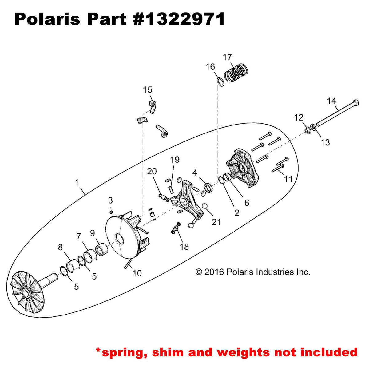 OEM Polaris Primary Drive Clutch 1322971 - RZR XP900 2 & 4 Seat | OEM Polaris Primary Drive Clutch 1322971 - RZR XP900 2 & 4 Seat
