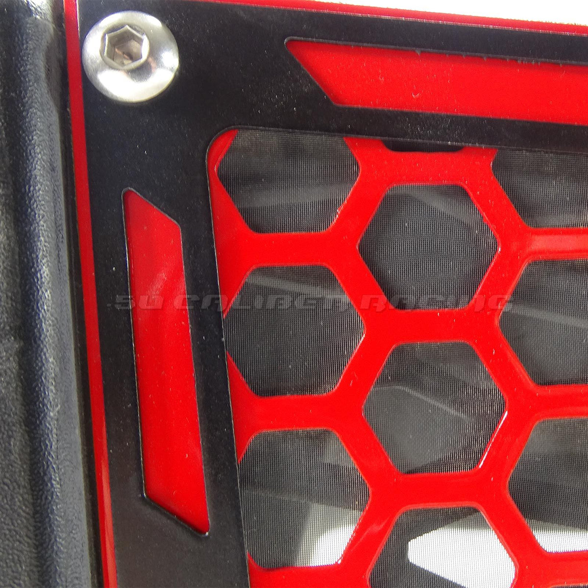 Red / Black | Laser Cut Air Intake Grille Bezels for RZR XP Turbo Red Black Two Tone Powdercoat