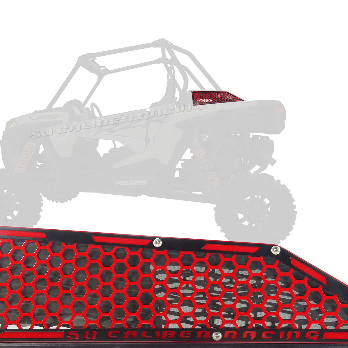 Laser Cut Steel Side Intake Grilles for RZR XP Turbo | Laser Cut Air Intake Grille Bezels for RZR XP Turbo Red/Black Two Tone Powdercoat