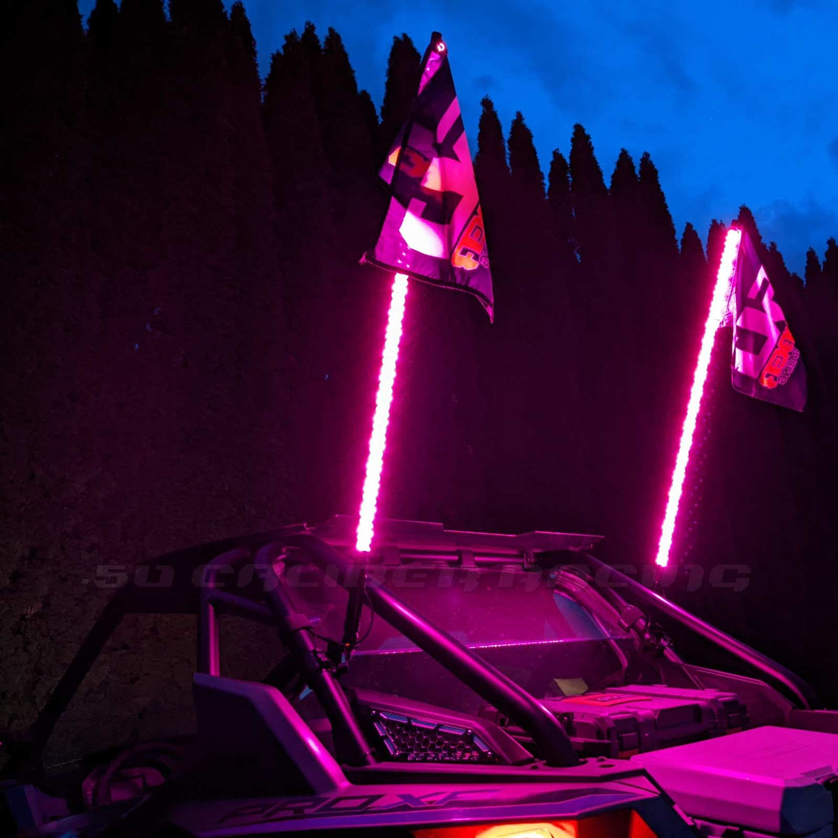 | PAIR of Bluetooth Spiral LED Lighted Whips - Bright Pink setting | Cover Image