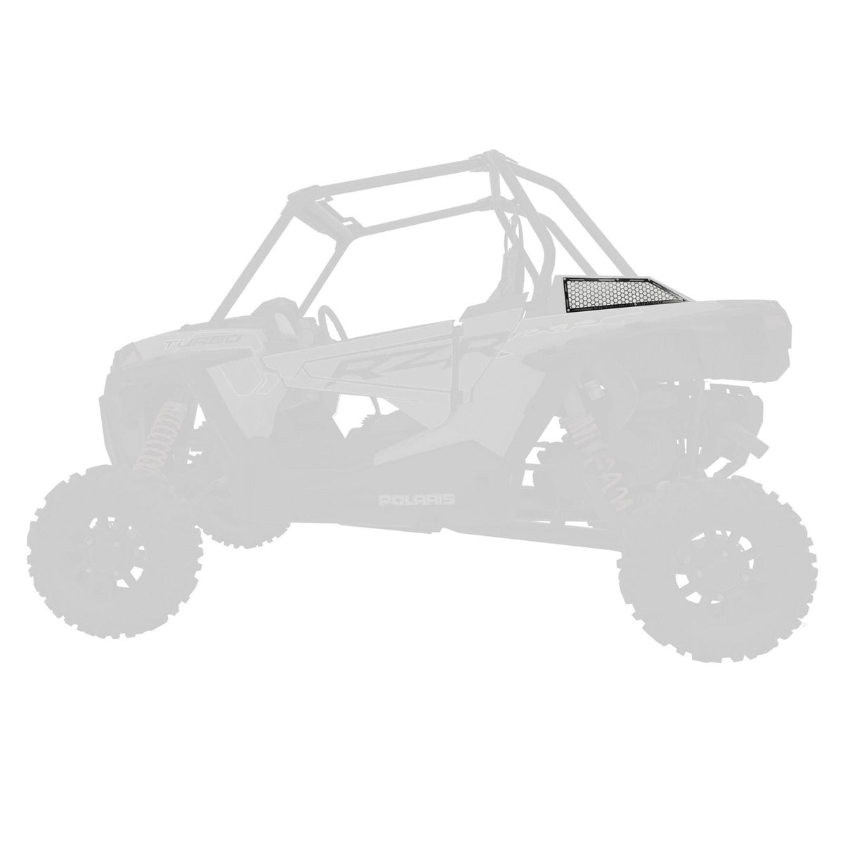 Laser Cut Steel Side Intake Grilles for RZR XP Turbo | Laser Cut Air Intake Grille Bezels for RZR XP Turbo Raw Clear/Black Two Tone Powdercoat