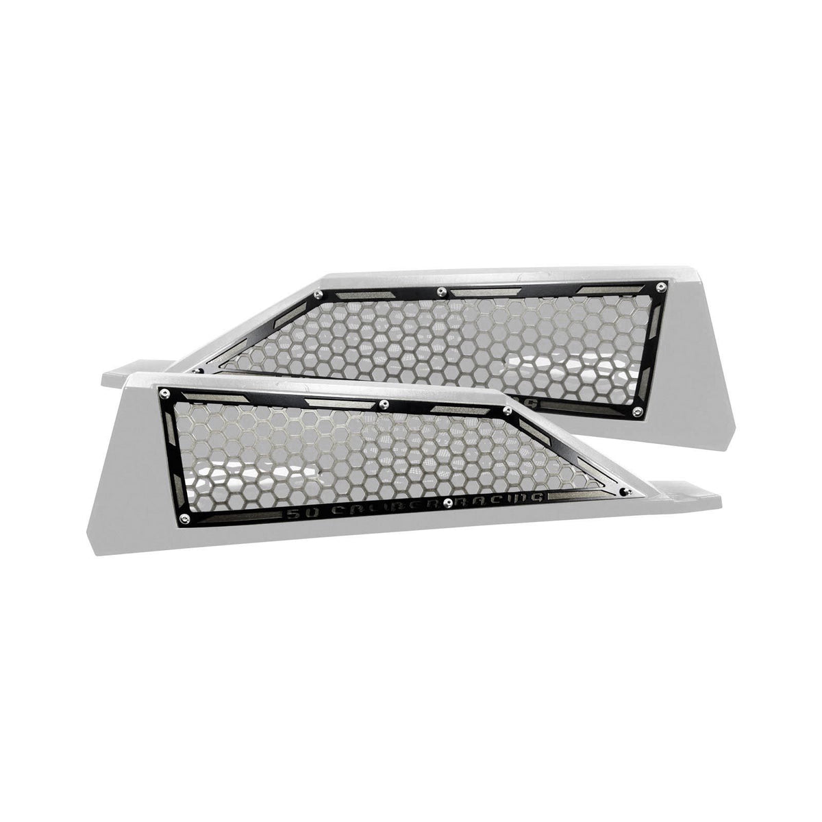 Laser Cut Steel Side Intake Grilles for RZR XP Turbo | Laser Cut Air Intake Grille Bezels for RZR XP Turbo Raw Clear/Black Two Tone Powdercoat