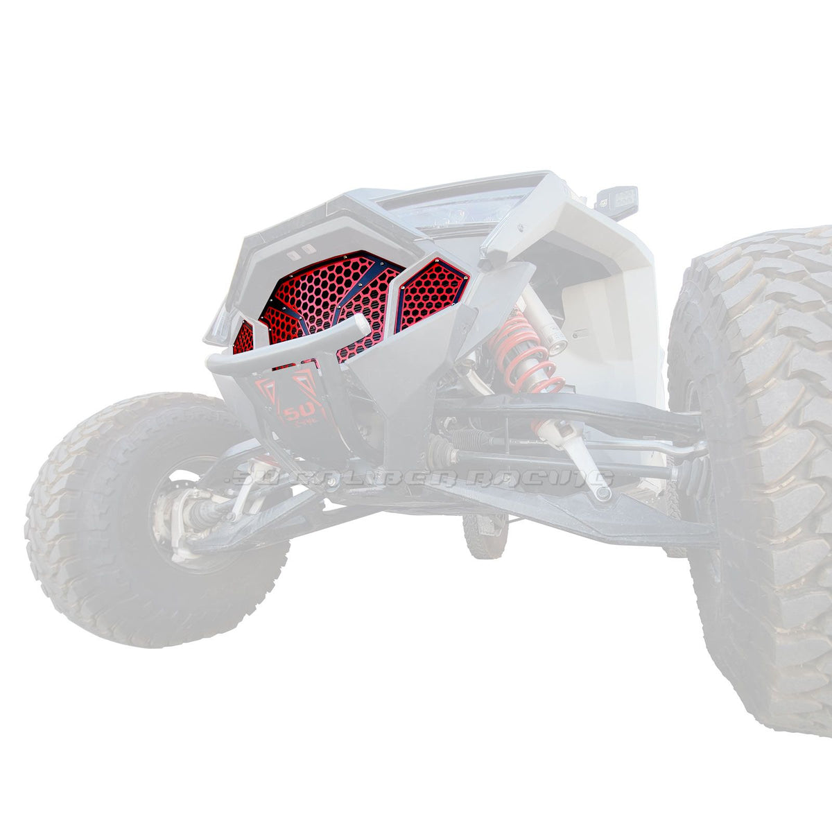 Red / Black | 3 Piece Laser Cut Steel Grille RZR PRO R & Turbo R Red Powdercoat