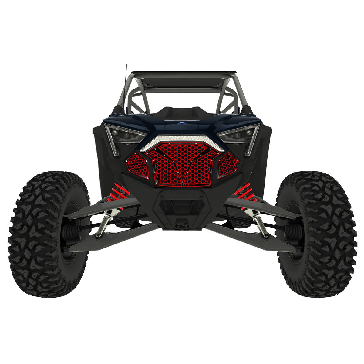Red / Black | 3 Piece Laser Cut Steel Grille RZR PRO R & Turbo R Red Powdercoat