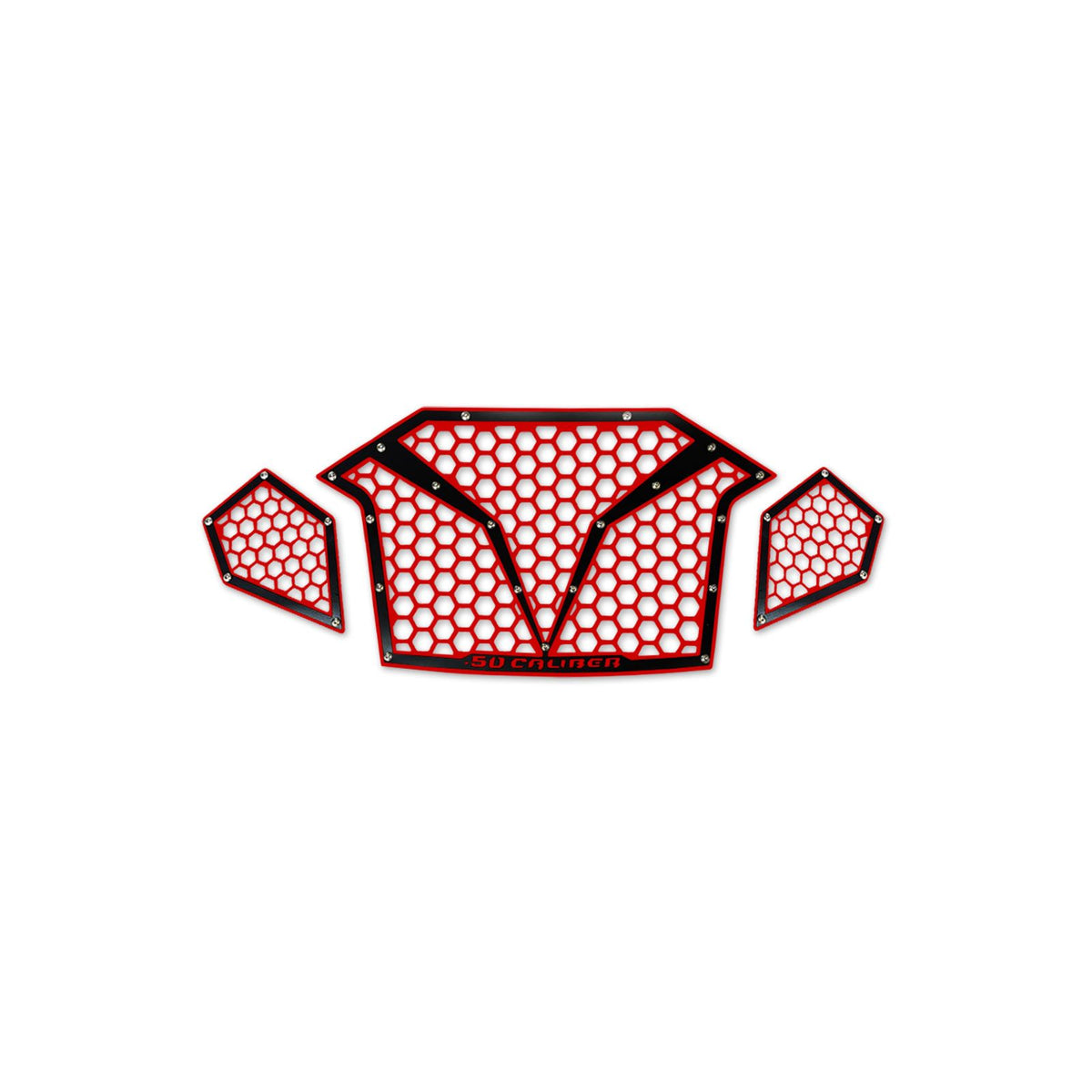 Red / Black | 3 Piece Laser Cut Steel Grille RZR PRO R & Turbo R Red Powdercoat