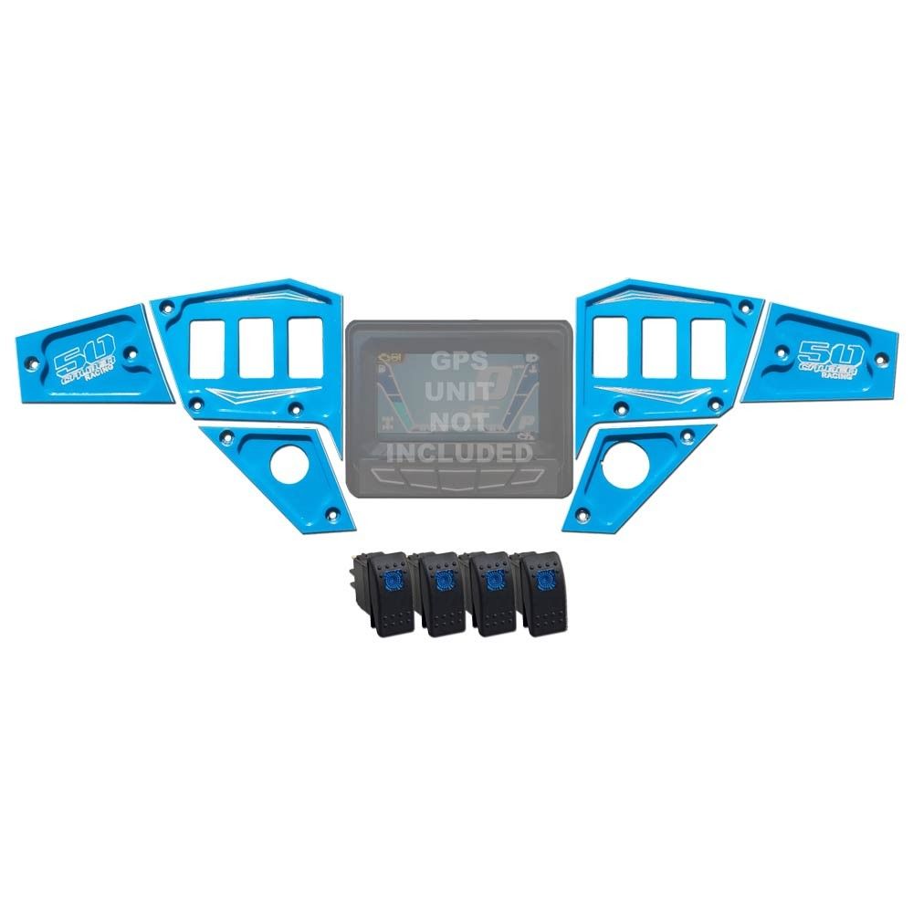 Voodoo Blue | Voodoo Blue 6 piece CNC Billet Aluminum Dash panel - Polaris Interactive Digital Display (GPS) equipped RZR XP 1000, S 900, 900 