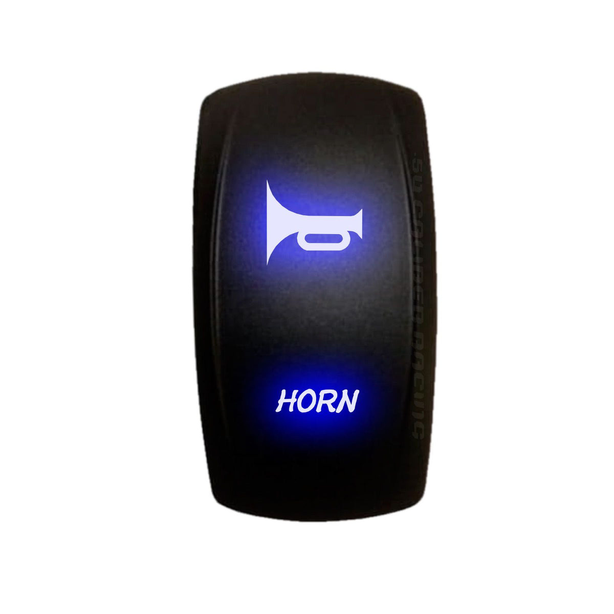 Blue | "Horn"  Momentary/Off Rocker Switch Laser Etched Design Waterproof with RED LED Illumination