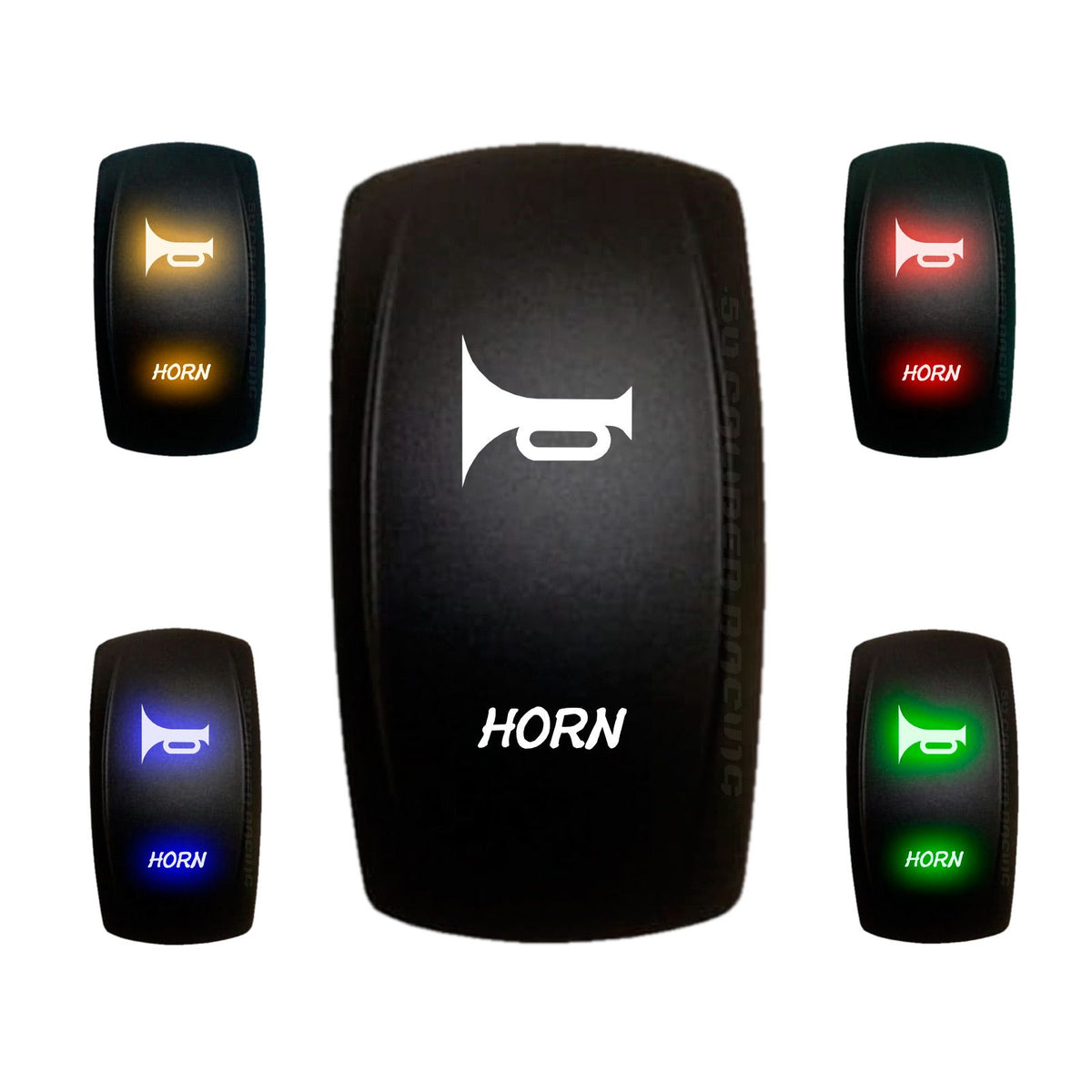 Horn - 12V Momentary/Off Rocker Switch Marine Grade | "Horn"  Momentary/Off Rocker Switch with Blue