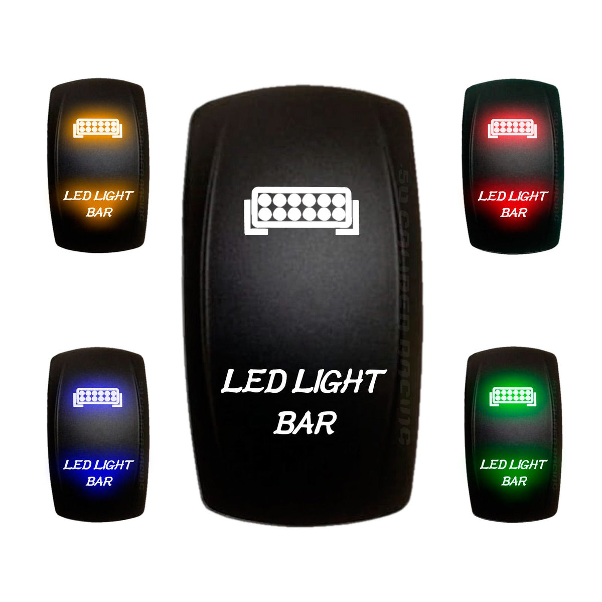 LED Light Bar - 12V On/Off Rocker Switch Marine Grade | "LED Light Bar" On/Off Rocker Switch with Red