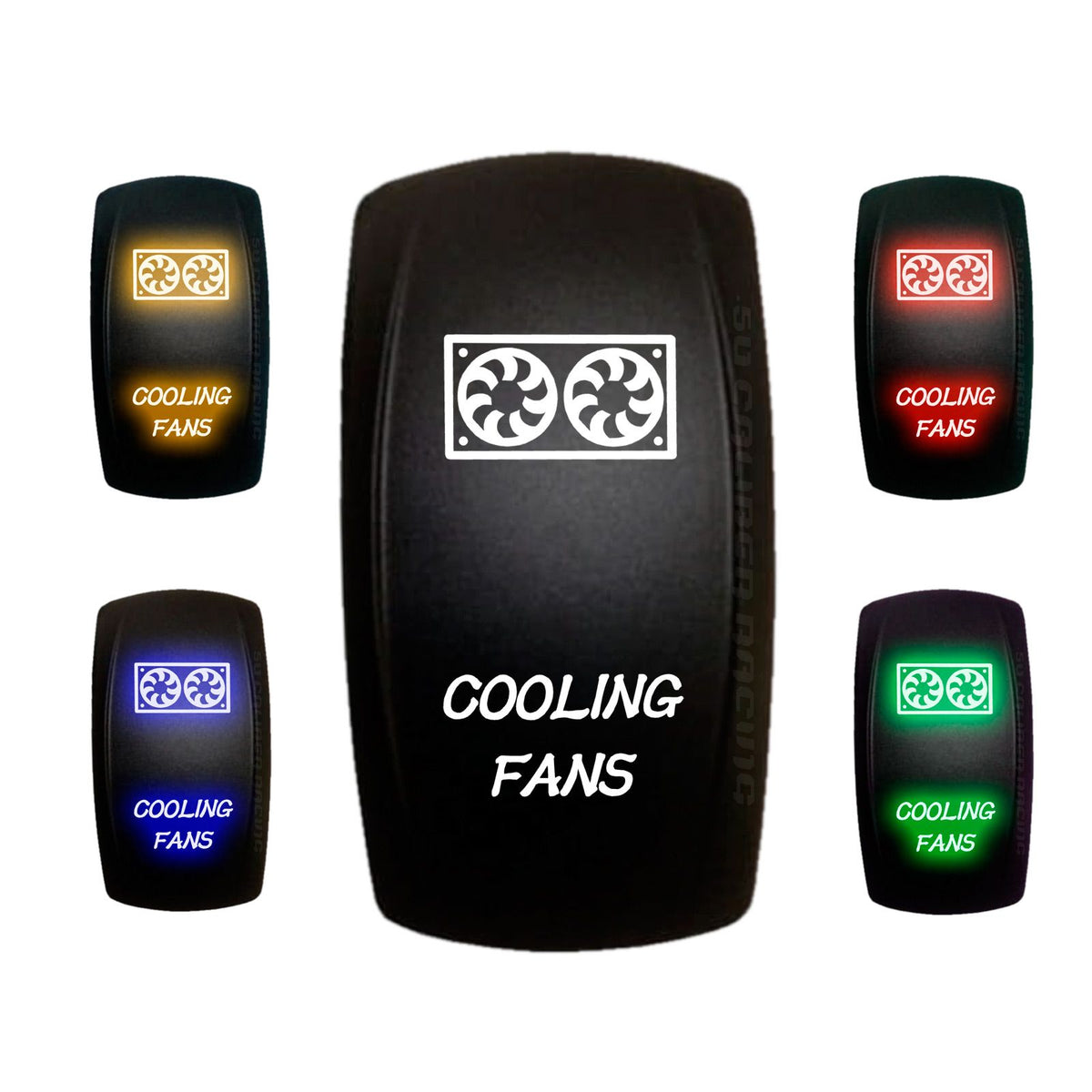 Cooling Fans - 12V On/Off Rocker Switch Marine Grade | "Cooling Fans"  On/Off Rocker Switch with Red