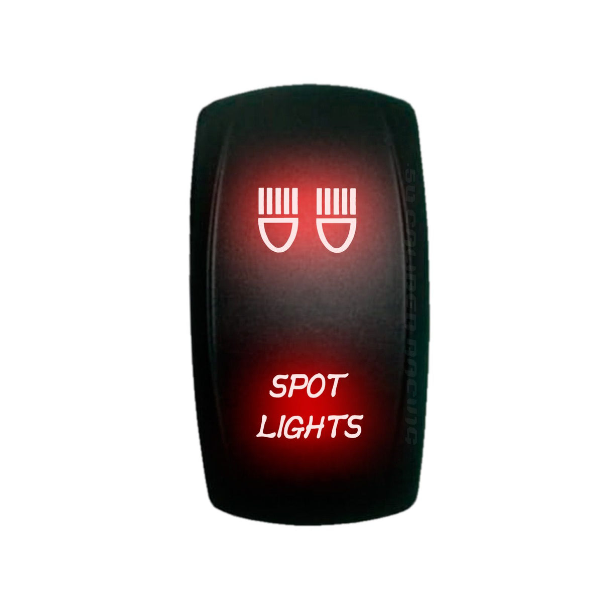 Red | "Spot Lights" On/Off Rocker Switch Laser Etched Design Waterproof with Green LED Illumination