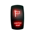 Red | "Lighted Whip" On/Off Rocker Switch Laser Etched Design Waterproof with Blue LED Illumination