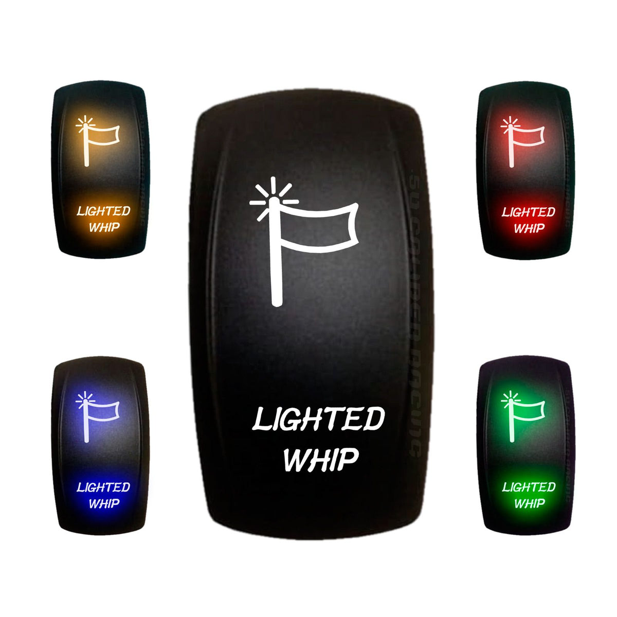 Lighted Whip - 12V On/Off Rocker Switch Marine Grade | "Lighted Whip" On/Off Rocker Switch with Red