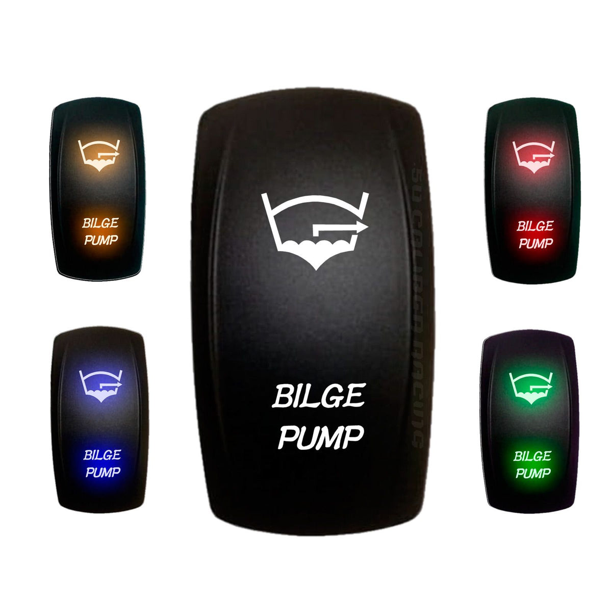 Bilge Pump - 12V On/Off Rocker Switch Marine Grade | "Bilge Pump" On/Off Rocker Switch with Red