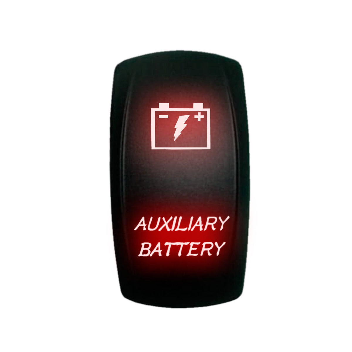 Red | "Auxiliary Battery" On/Off Rocker Switch Laser Etched Design Waterproof with Blue LED Illumination
