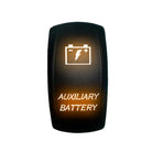 Orange | "Auxiliary Battery" On/Off Rocker Switch Laser Etched Design Waterproof with Green LED Illumination