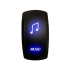 Blue | "Music" On/Off Rocker Switch Laser Etched Design Waterproof with Orange LED Illumination
