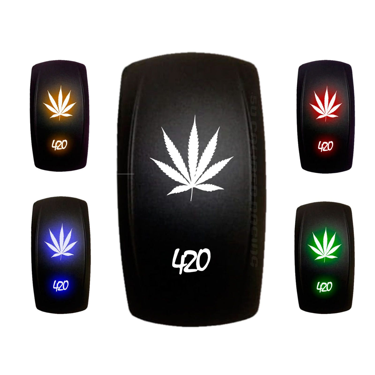 420 - 12V On/Off Rocker Switch Marine Grade | "420 Leaf" On/Off Rocker Switch Laser Etched Design Waterproof Marine Rated
