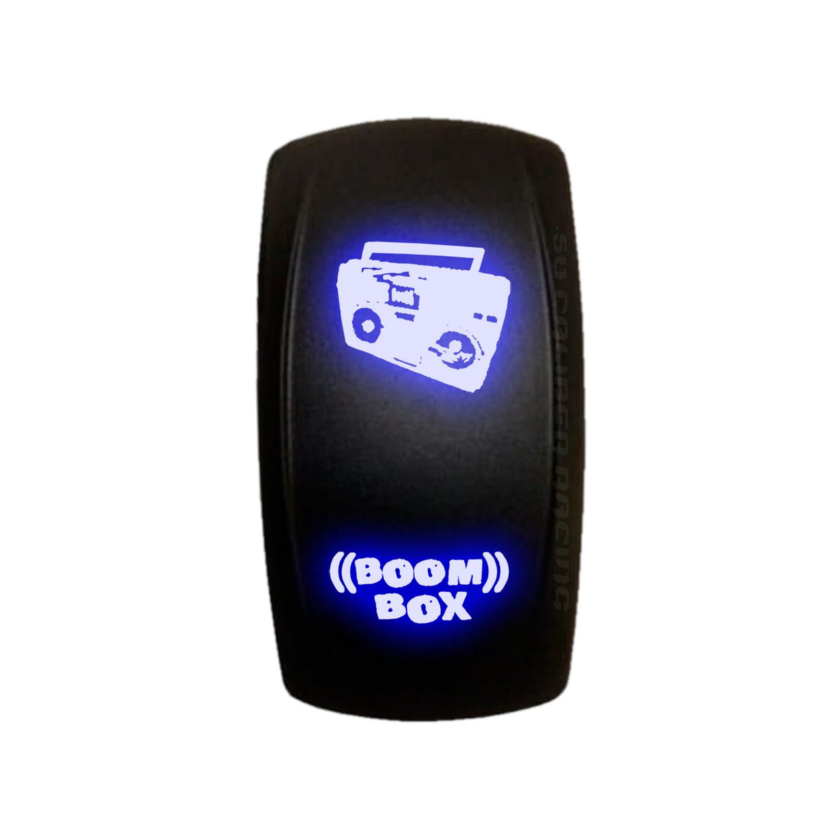 Blue | "Boom Box"  On/Off Rocker Switch Laser Etched Design Waterproof with Red LED Illumination