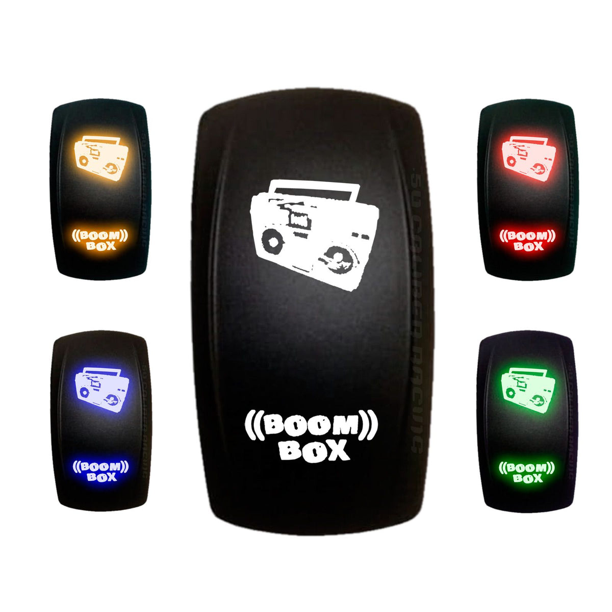 Boom Box - 12V On/Off Rocker Switch Marine Grade | "Boom Box"  On/Off Rocker Switch with Red
