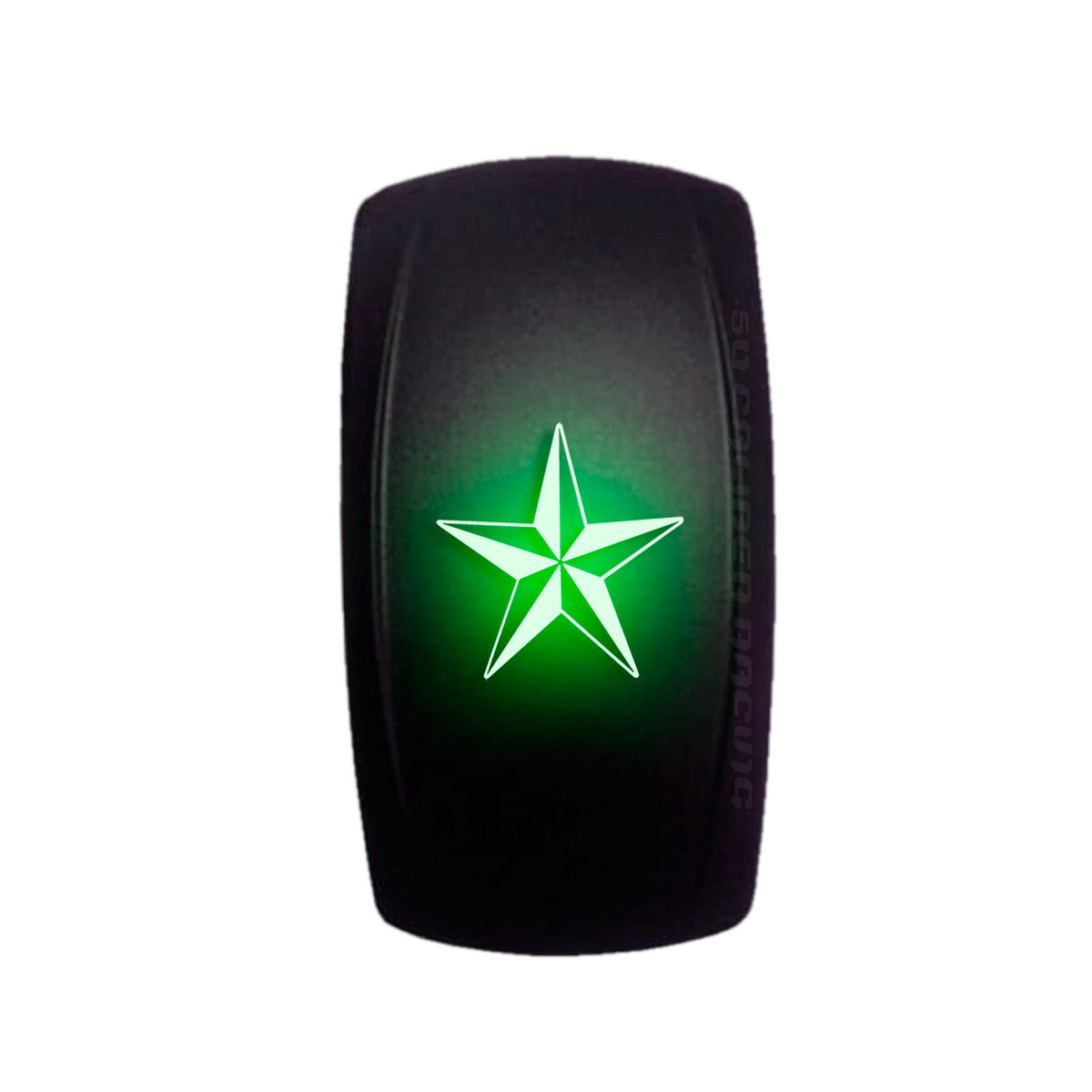 Green | "Texas Star" On/Off Rocker Switch Laser Etched Design Waterproof with Blue LED Illumination