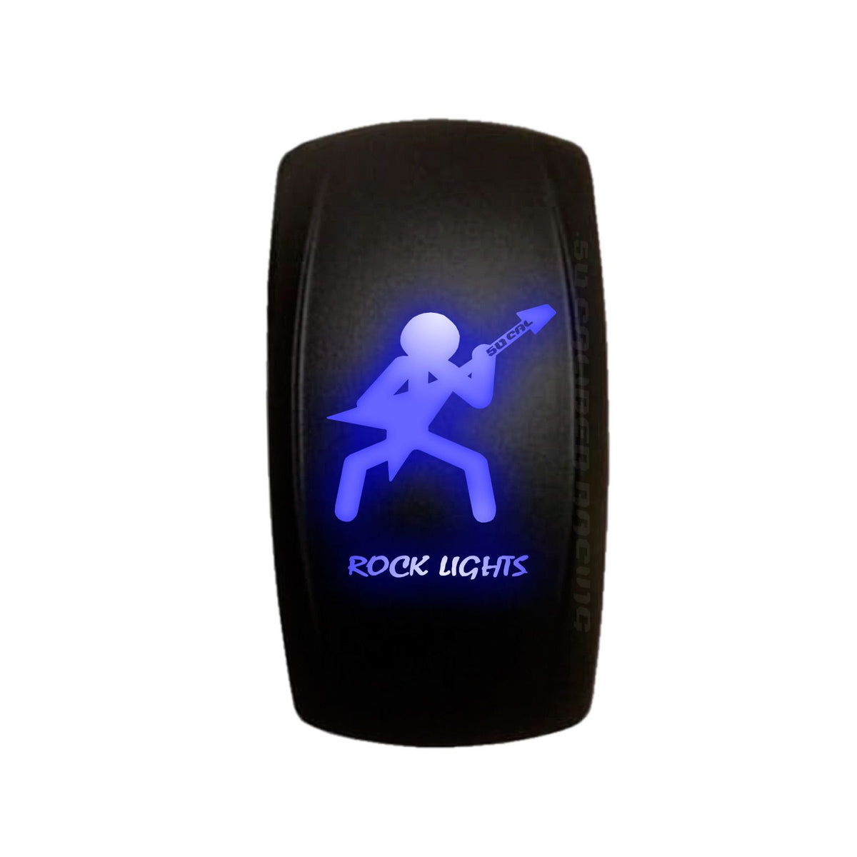 Blue | "Rock Lights" with Guitar Dude - On/Off Rocker Switch Laser Etched Waterproof with Blue LED Illumination	