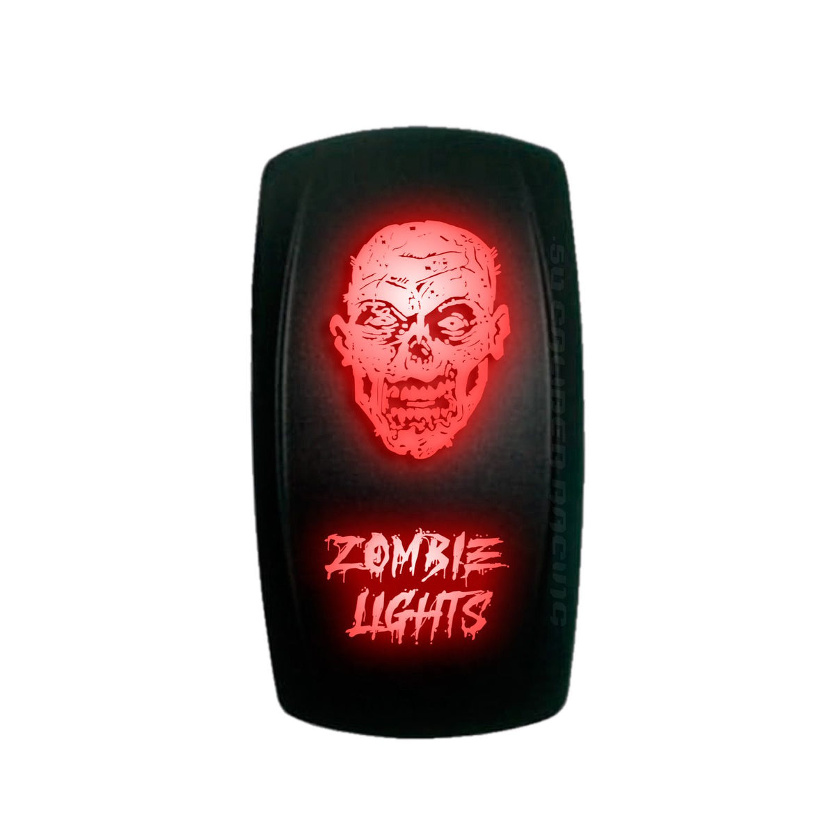 Red | "Zombie Lights" with Face On/Off Rocker Switch Laser Etched Waterproof with Red LED Illumination	