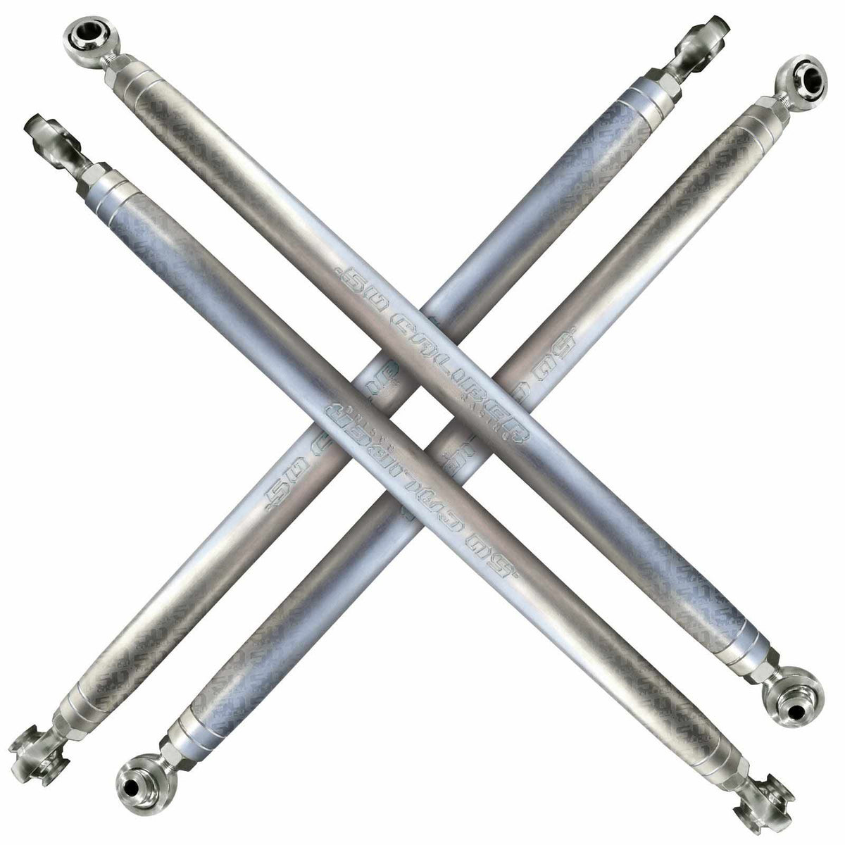 Raw Silver | 50 Caliber Racing Heavy Duty Radius Rod Kit for Polaris PRO R / TURBO R -  Raw Silver Finish