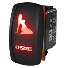 Red | Waterproof on/off rocker switch “Accessories” sexy silhouette design with red LED illumination – carling style 12v utv atv marin