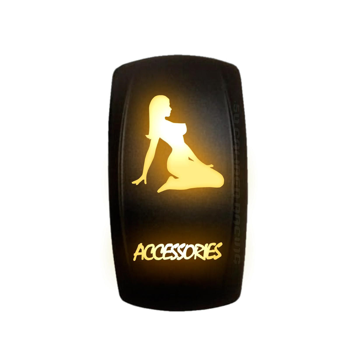 Orange | “Accessories” sexy silhouette orange LED rocker switch – waterproof on/off switch for utv dash panels, 12v accessories, and off-