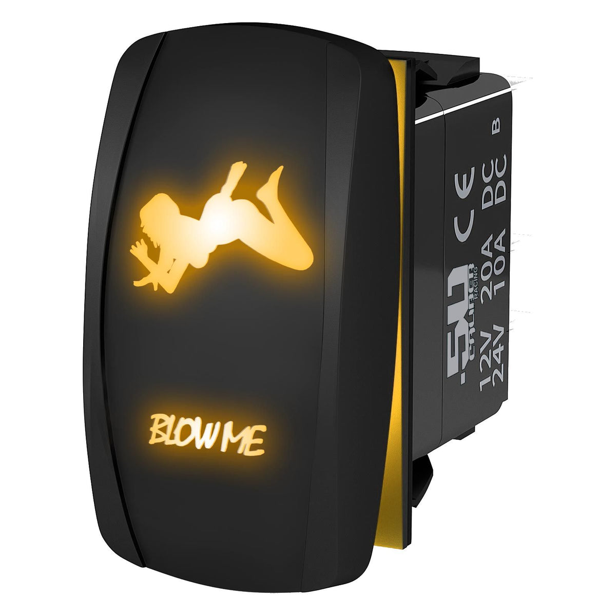 Orange | Waterproof on/off rocker switch “Blow Me” sexy silhouette design with orange LED illumination – carling style 12v utv atv marine