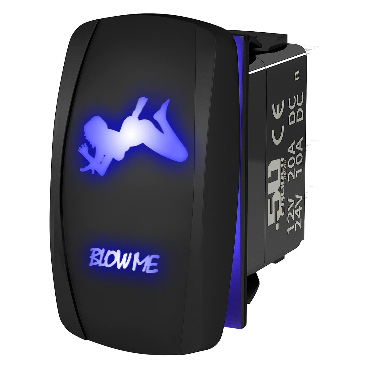 Blue | Waterproof on/off rocker switch “Blow Me” sexy silhouette design with blue LED illumination – carling style 12v utv atv marine s