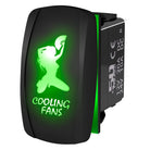 Green | 	Waterproof On/Off Rocker Switch Sexy Design "Cooling Fans" with Green LED Illumination