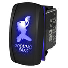 Blue | Waterproof On/Off Rocker Switch Sexy Design "Cooling Fans" with Blue LED Illumination